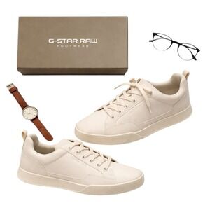 G-Star RAW Rackam Core White Sneakers Nubuck Leather Men's 13 EU 46 WITH BOX GUC